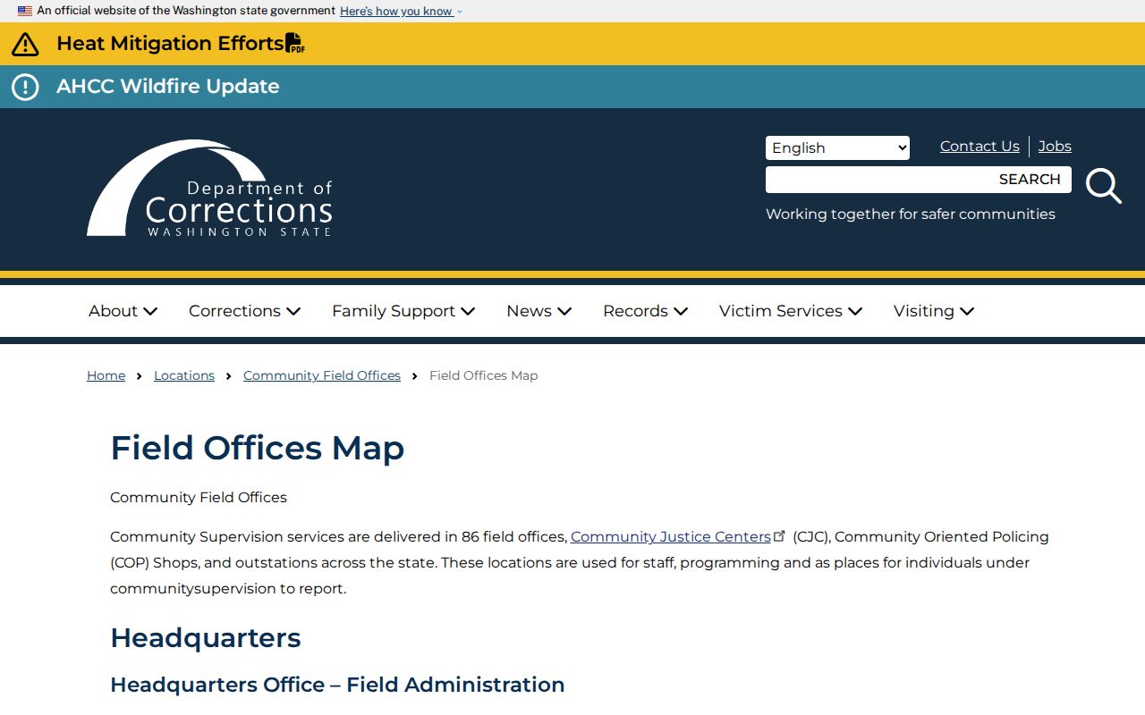 Grant County criminal records and Washington DOC field offices