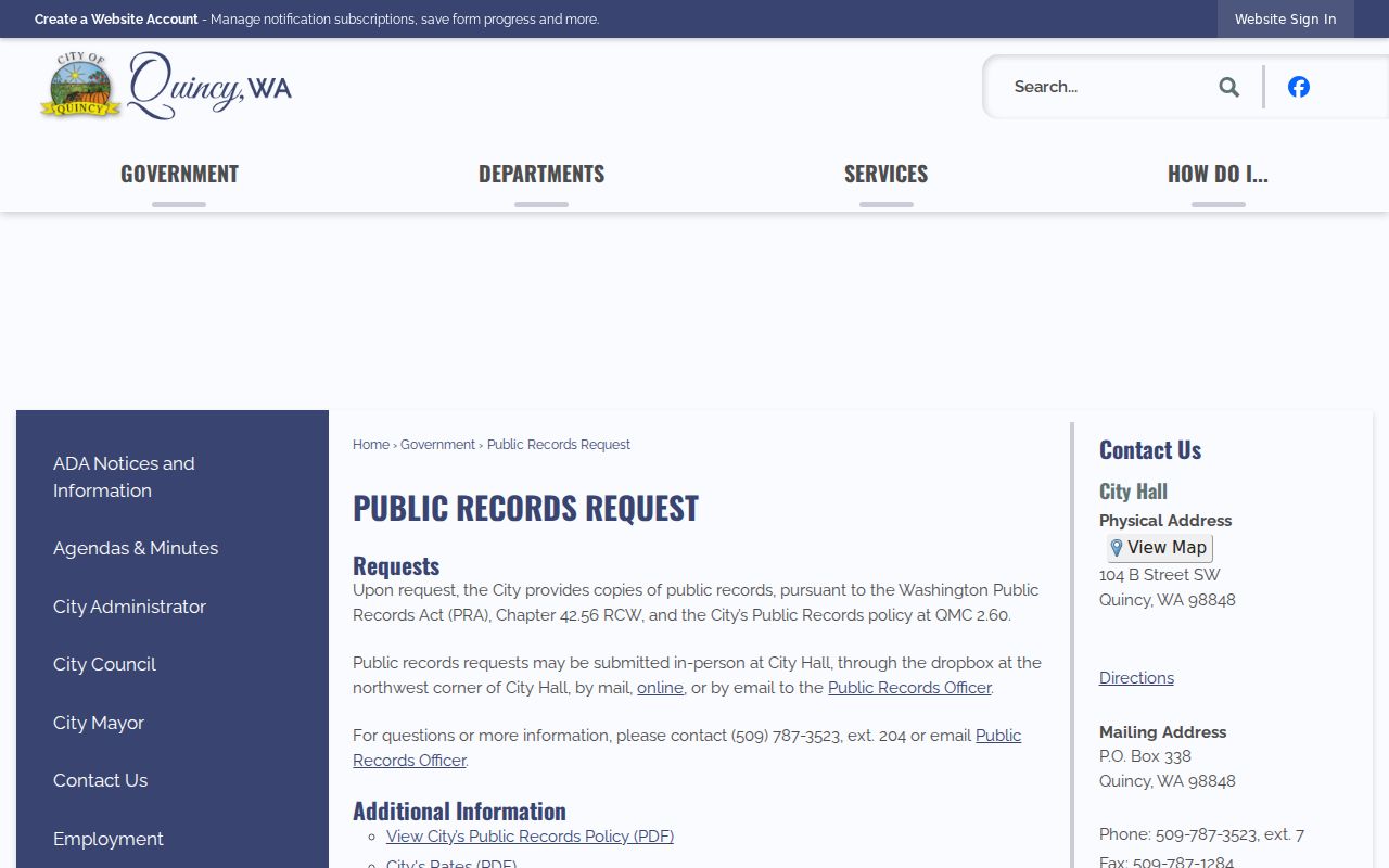 Quincy criminal records public request channels
